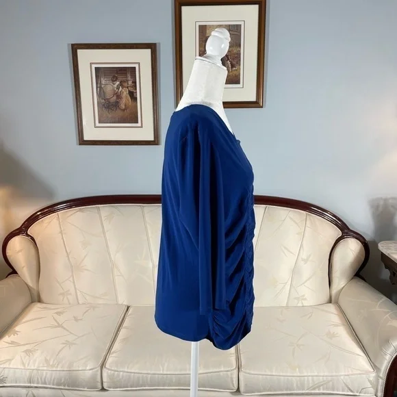 Escalade Blue Ruched Top - Picture 7 of 14